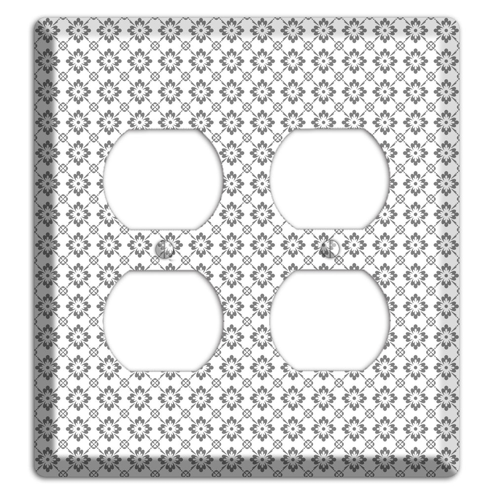 White with Grey Foulard 2 Duplex Wallplate