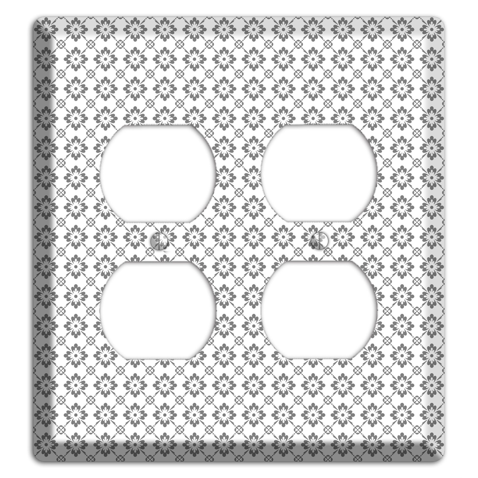 White with Grey Foulard 2 Duplex Wallplate