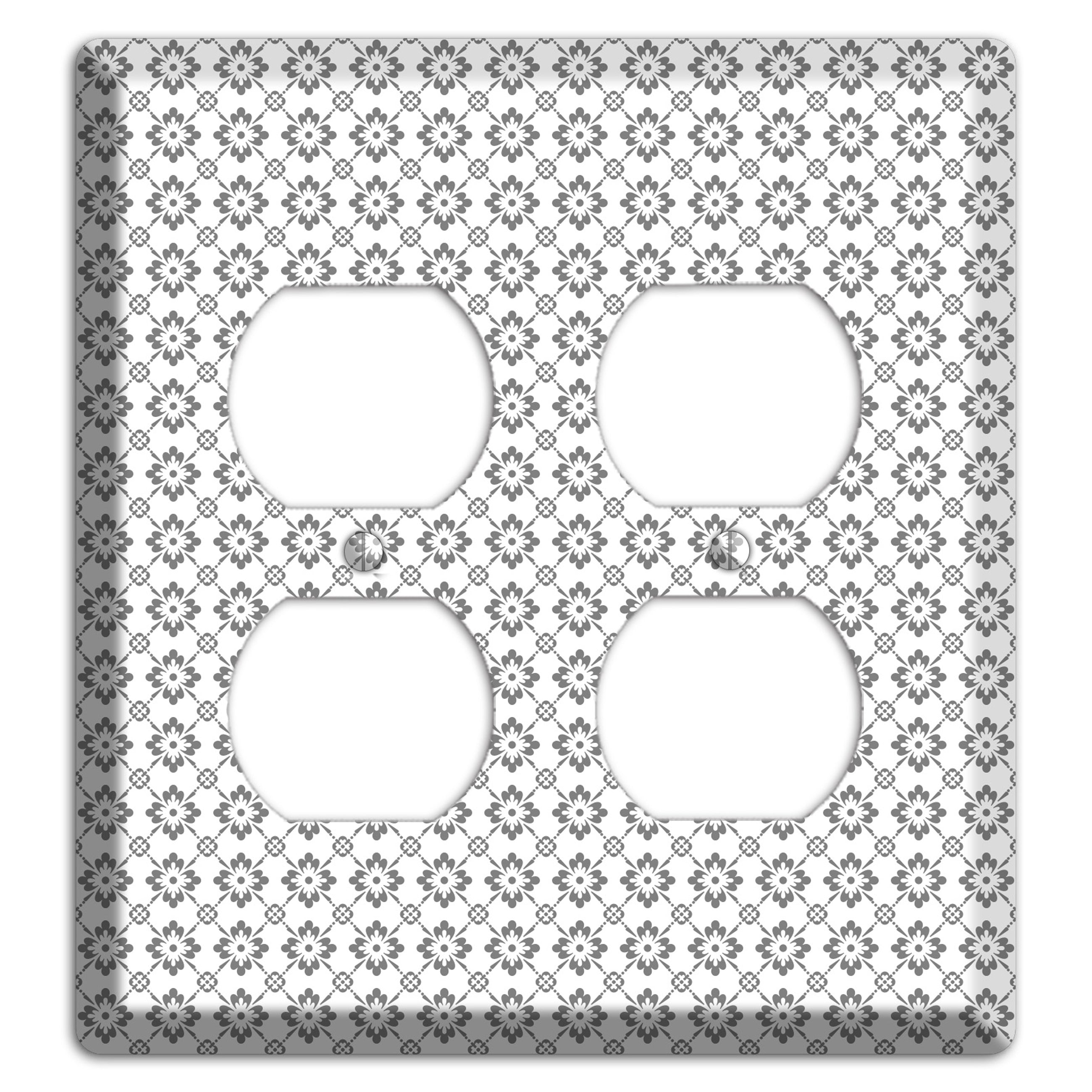 White with Grey Foulard 2 Duplex Wallplate