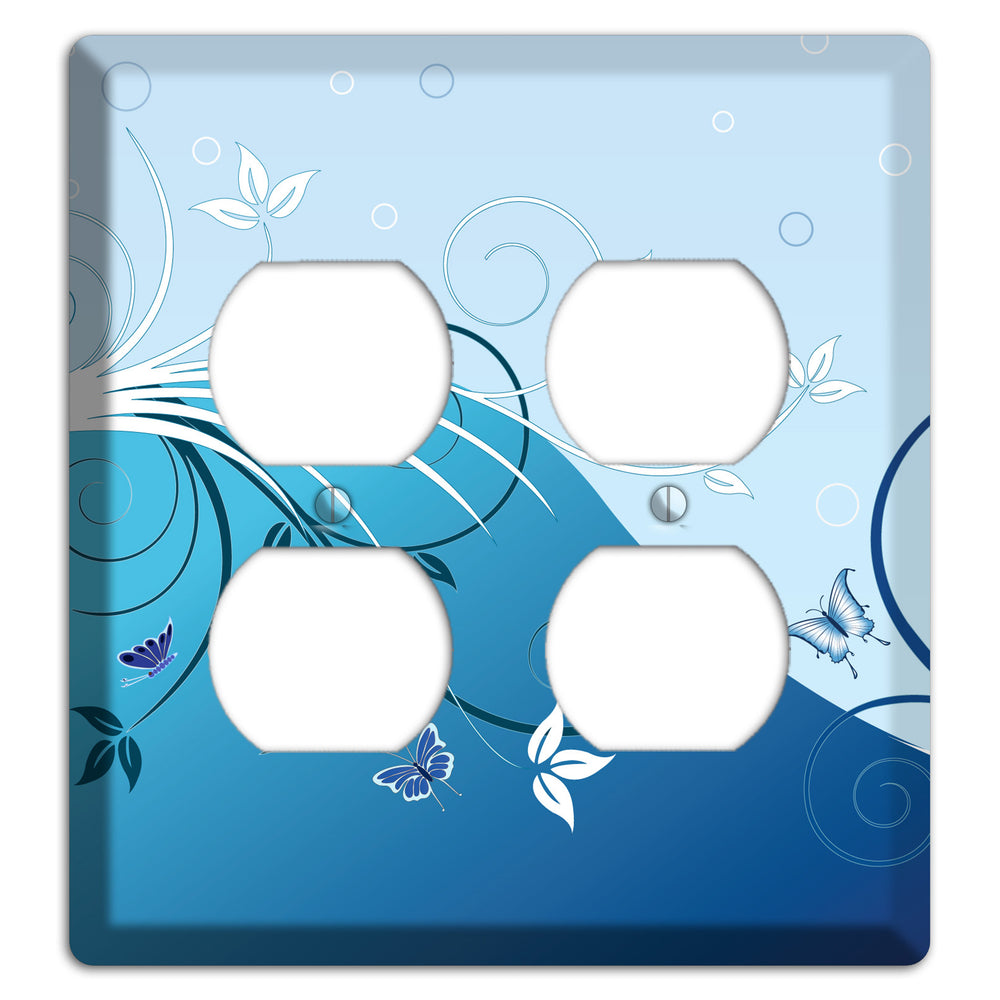 Blue Floral Sprig 2 Duplex Wallplate