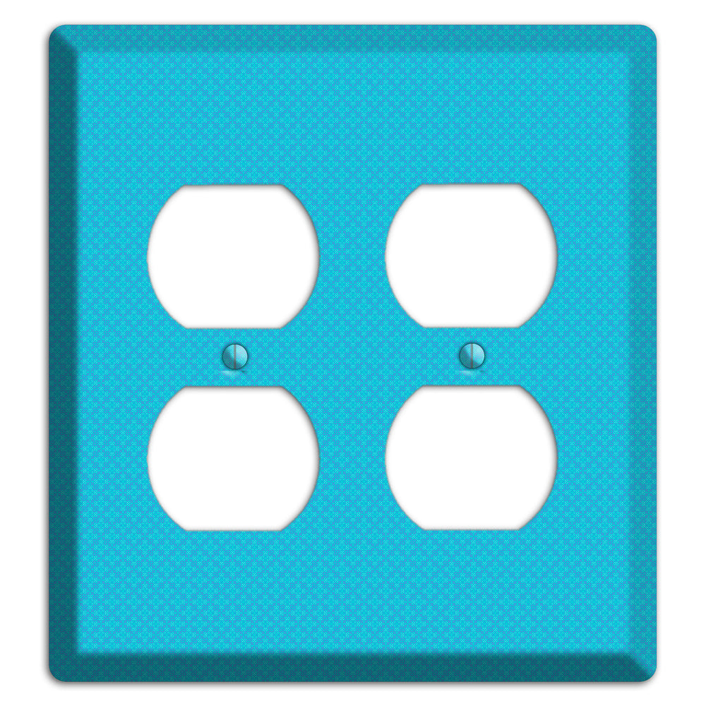 Turquoise Checkered Quatrefoil 2 Duplex Wallplate