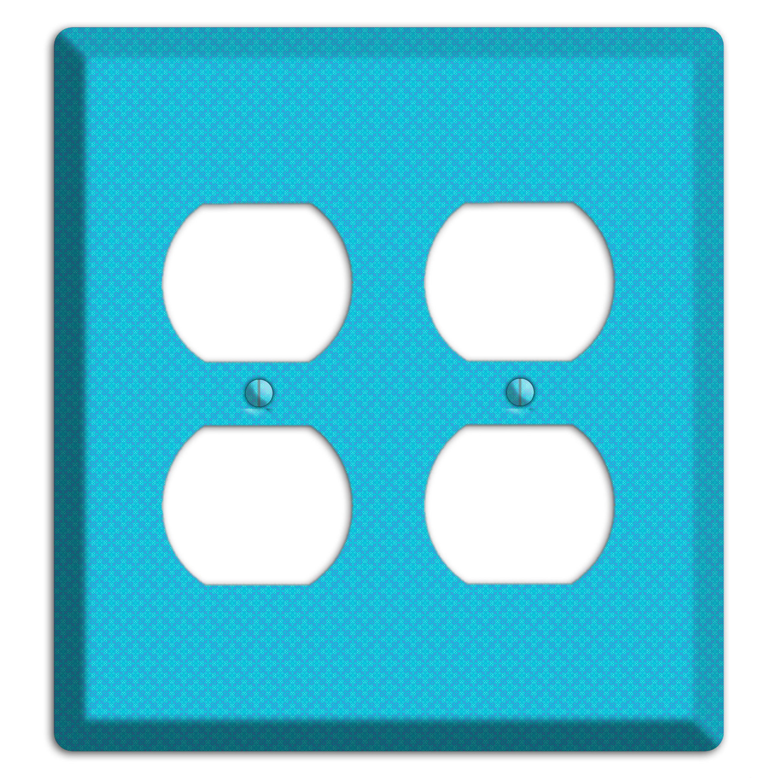 Turquoise Checkered Quatrefoil 2 Duplex Wallplate