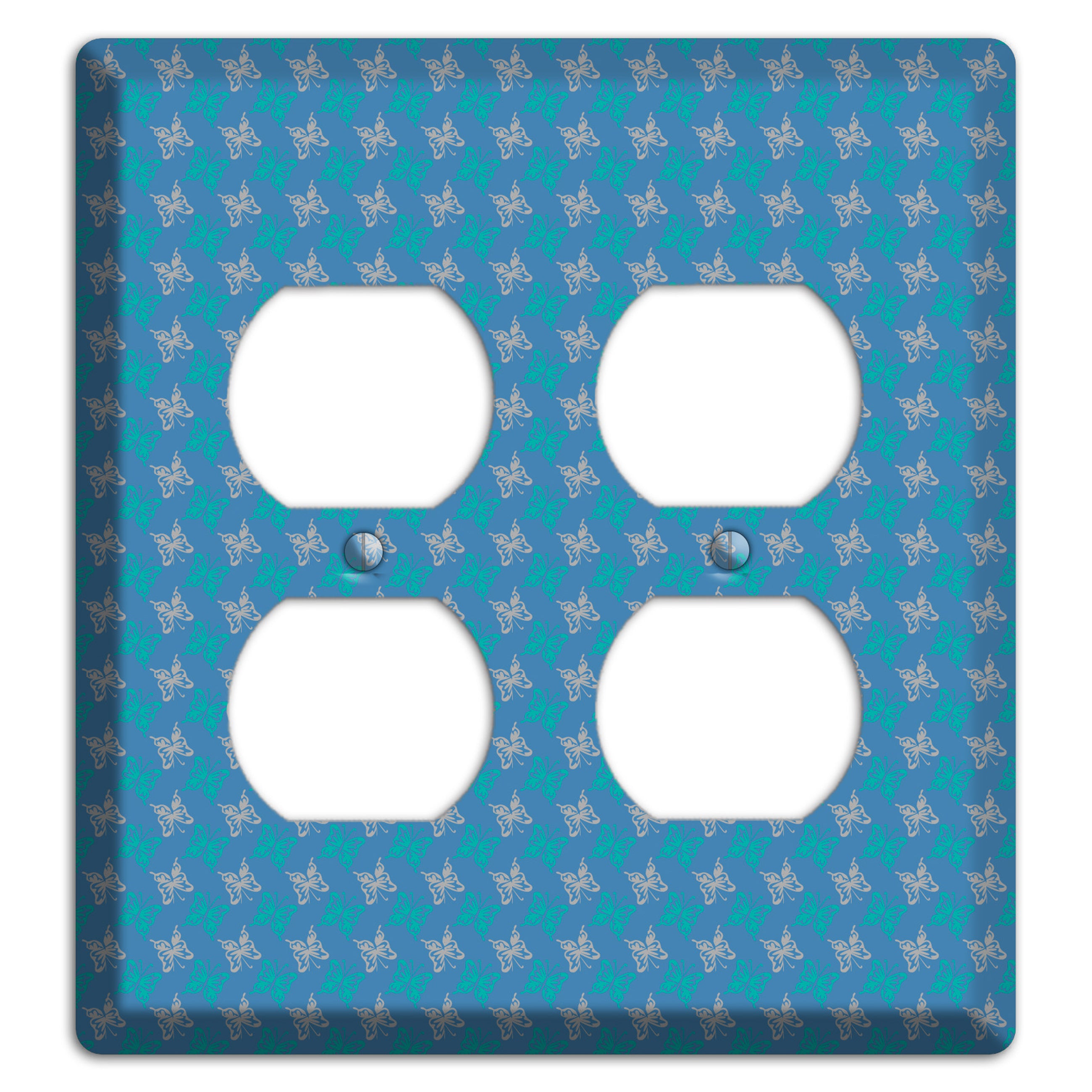 Blue with White and Turquoise Butterflies 2 Duplex Wallplate