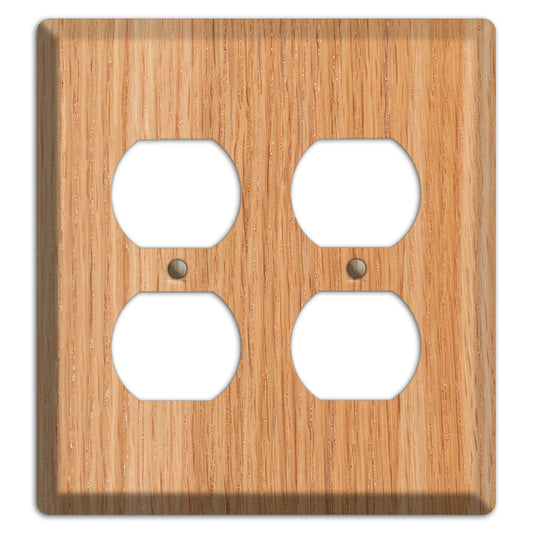 Red Oak Wood 2 Duplex Outlet Cover Plate