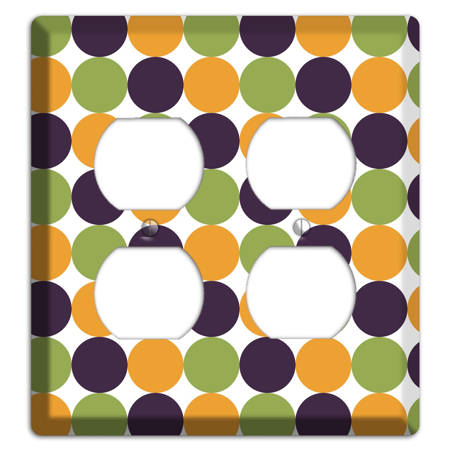 Olive Eggplant Orange Tiled Dots 2 Duplex Wallplate
