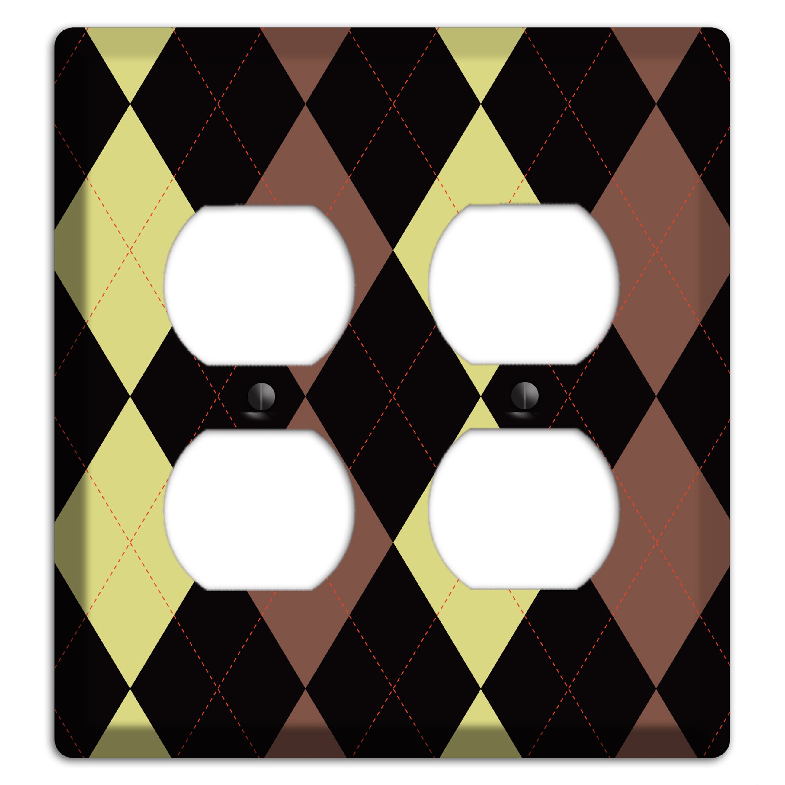 Yellow and Brown Argyle 2 Duplex Wallplate