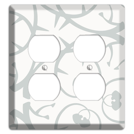 White with Grey Abstract Swirl 2 Duplex Wallplate