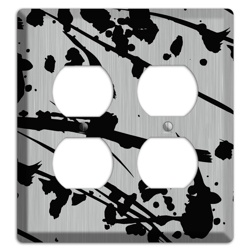 Ink Splash 6 Stainless Steel 2 Duplex Wallplate