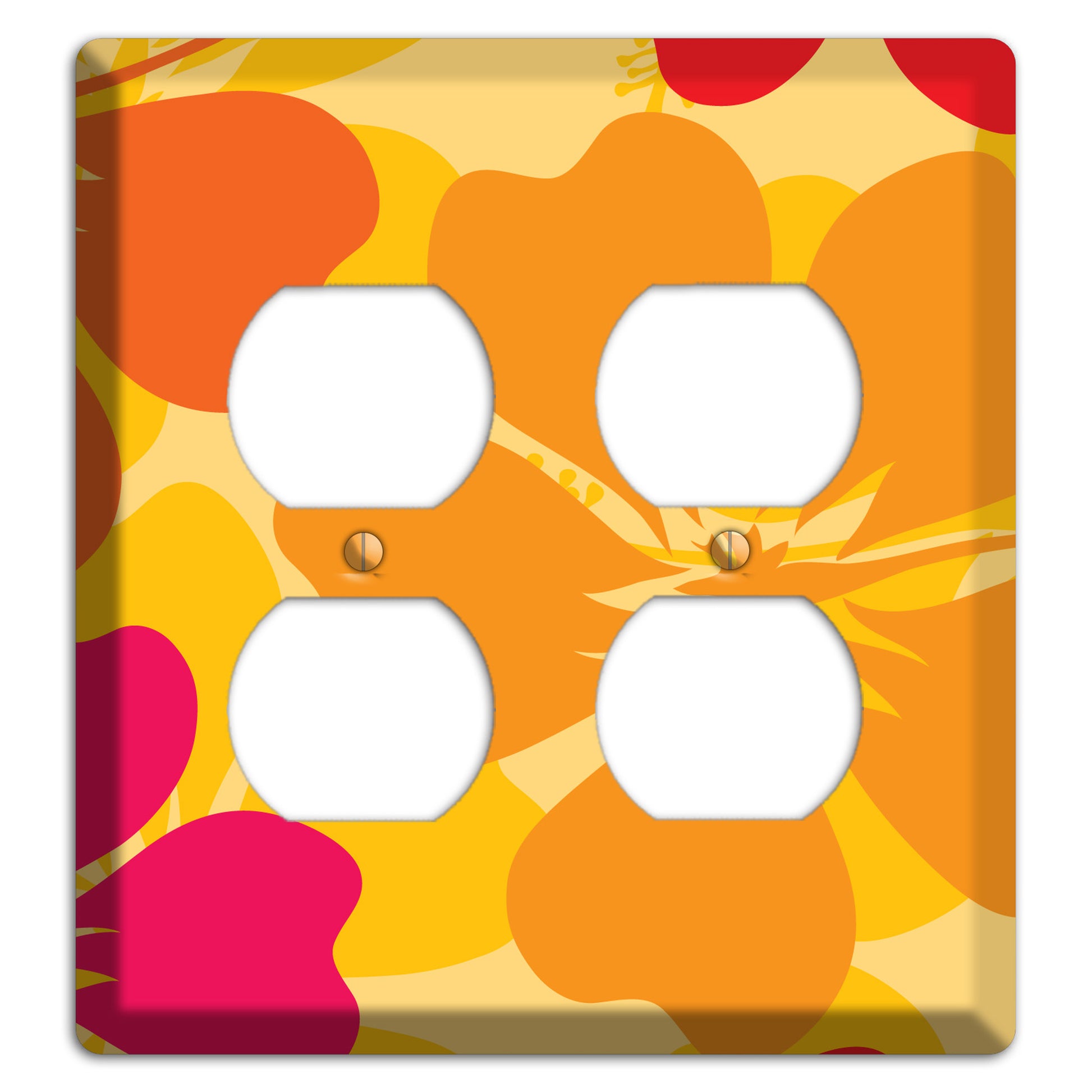 Orange Retro Flowers 2 2 Duplex Wallplate