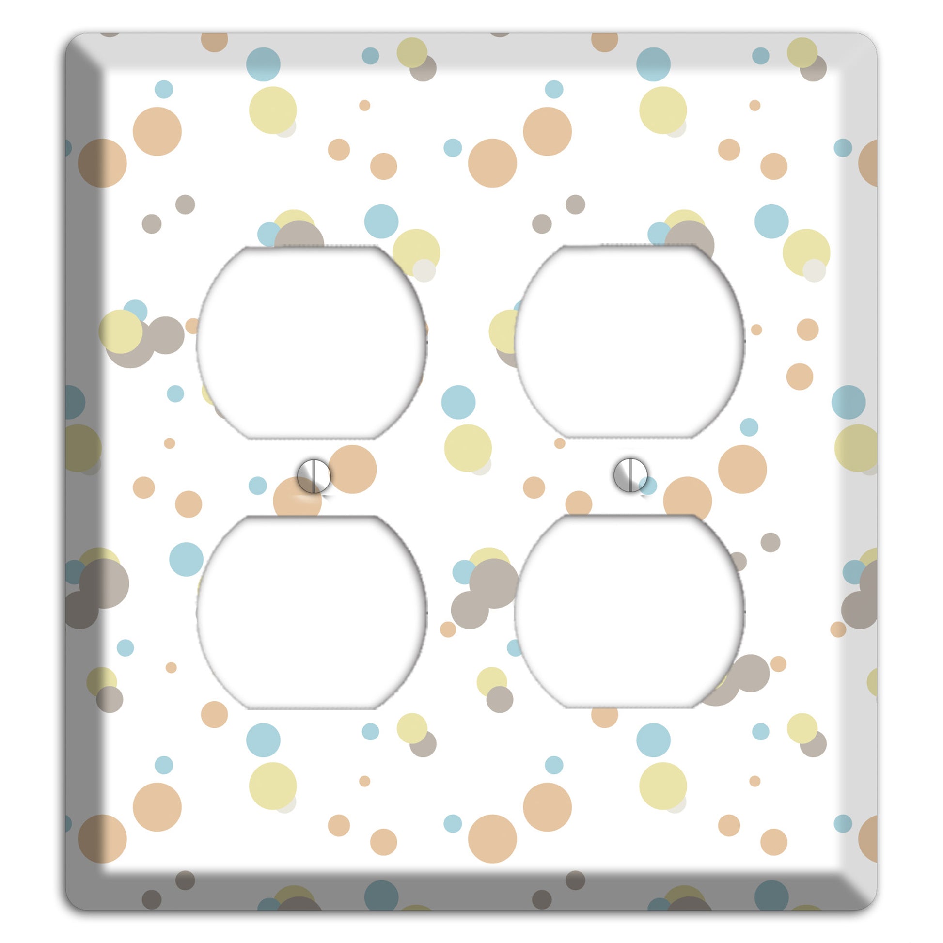 White with Soft Sage Blue and Umber Small Dots 2 Duplex Wallplate