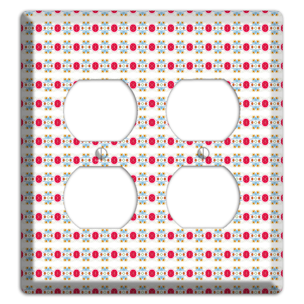 Off White with Red Blue Olive Tapestry 2 Duplex Wallplate