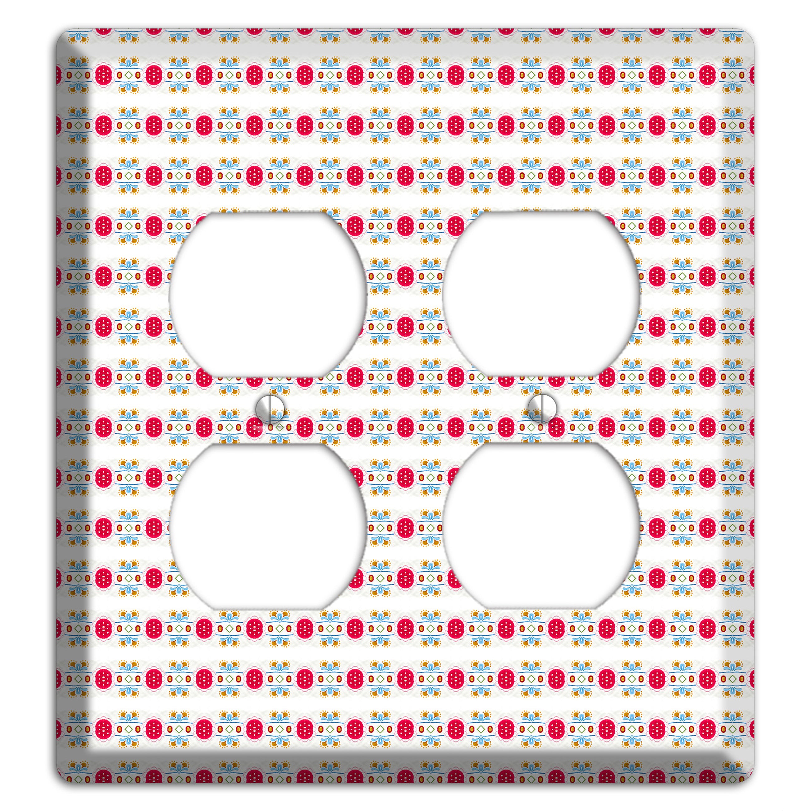 Off White with Red Blue Olive Tapestry 2 Duplex Wallplate