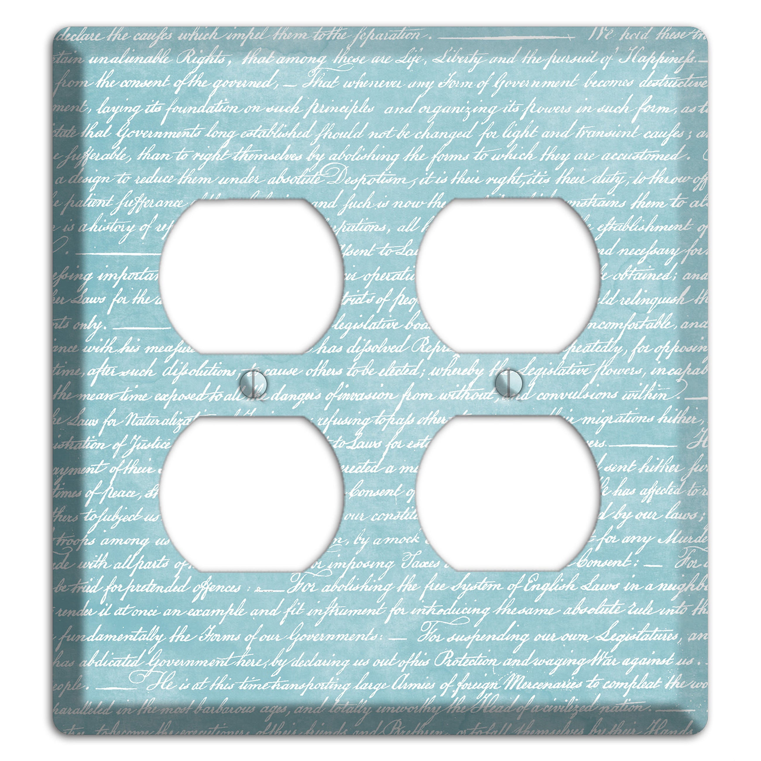 Blue Stained Script 2 Duplex Wallplate