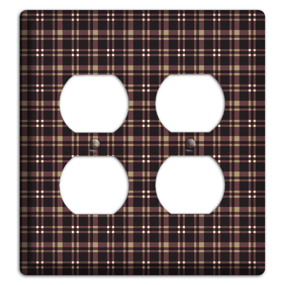 Dark Brown Plaid 2 Duplex Wallplate
