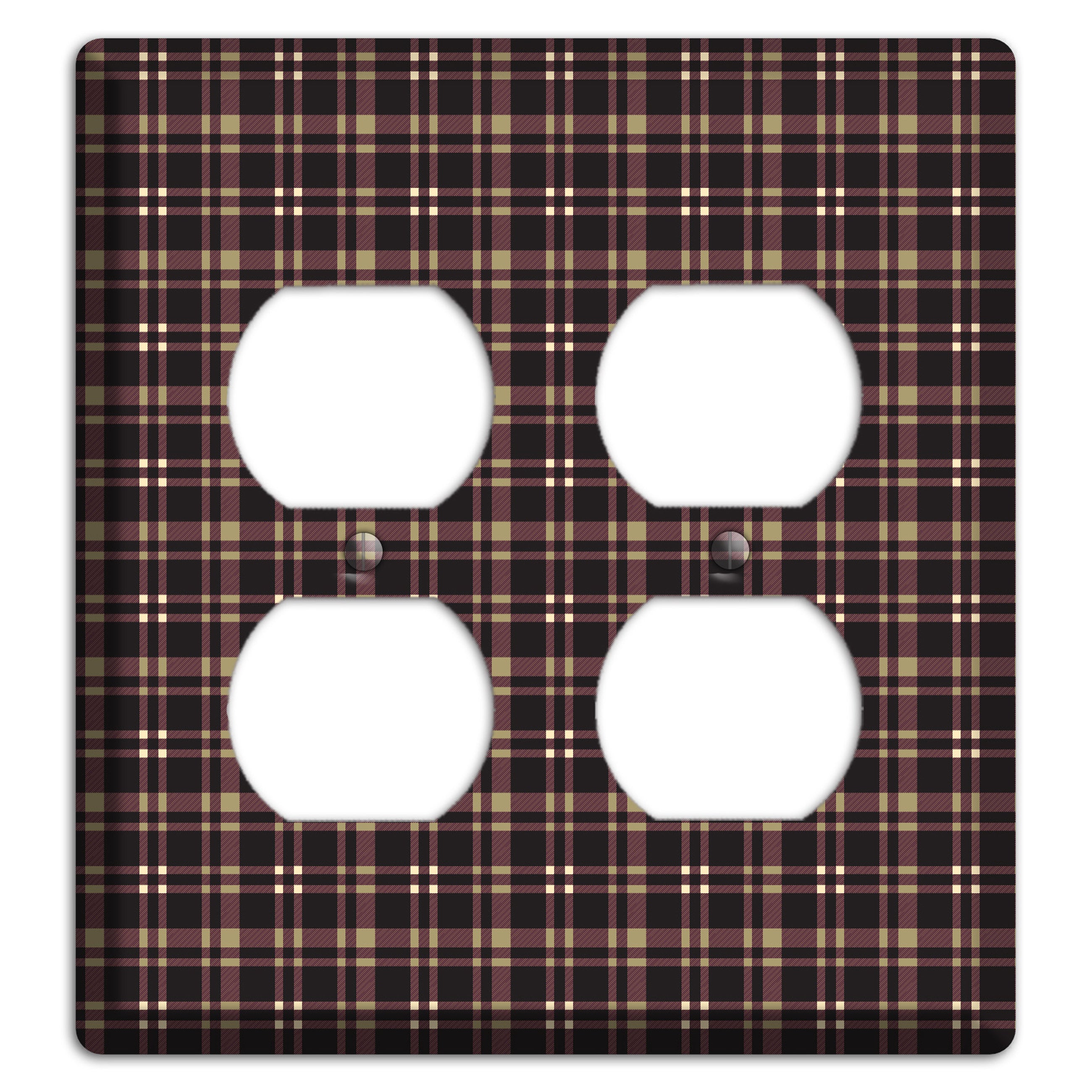 Dark Brown Plaid 2 Duplex Wallplate