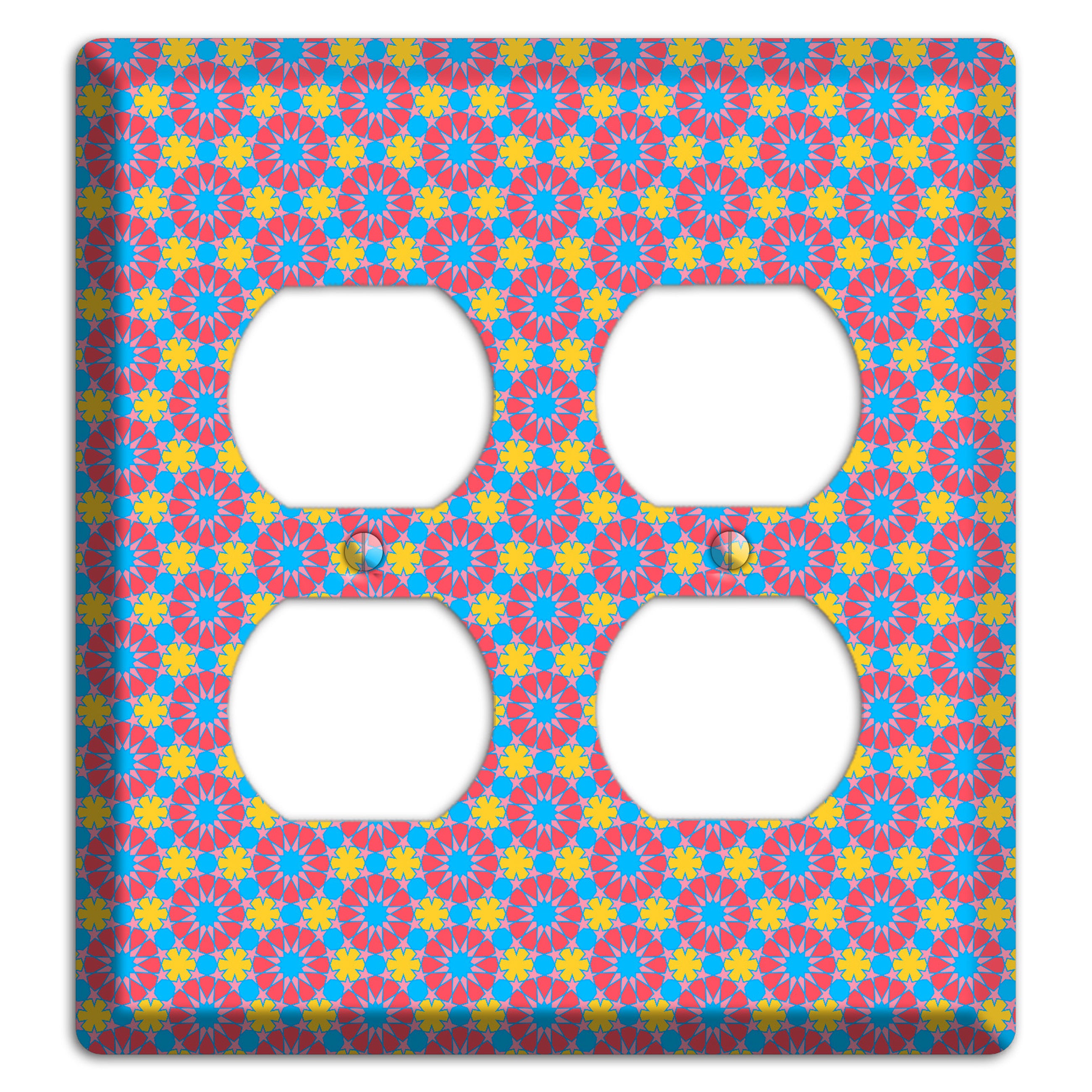 Fuschia Blue Yellow Foulard 2 Duplex Wallplate
