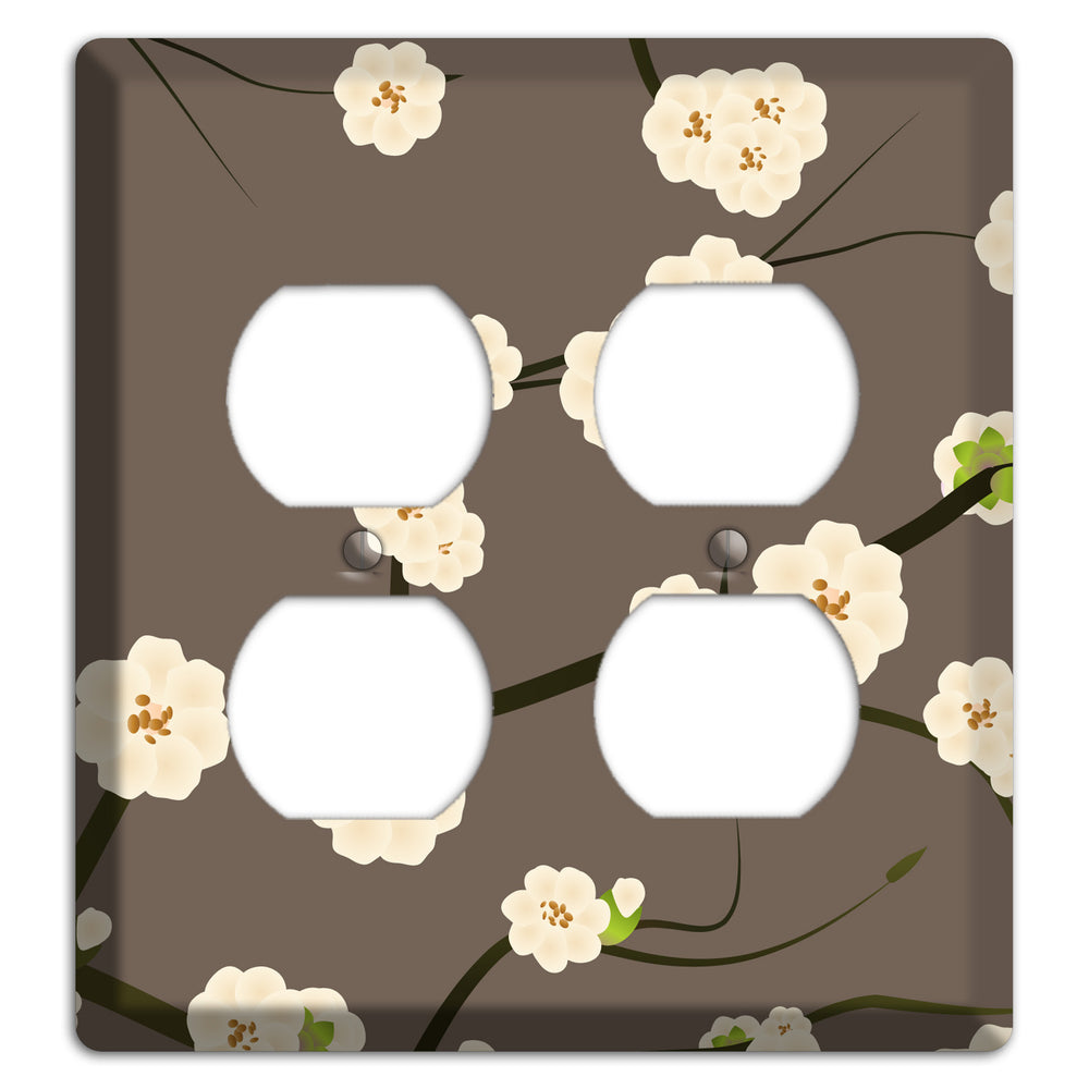 Yellow and Brown Cherry Blossoms 2 Duplex Wallplate