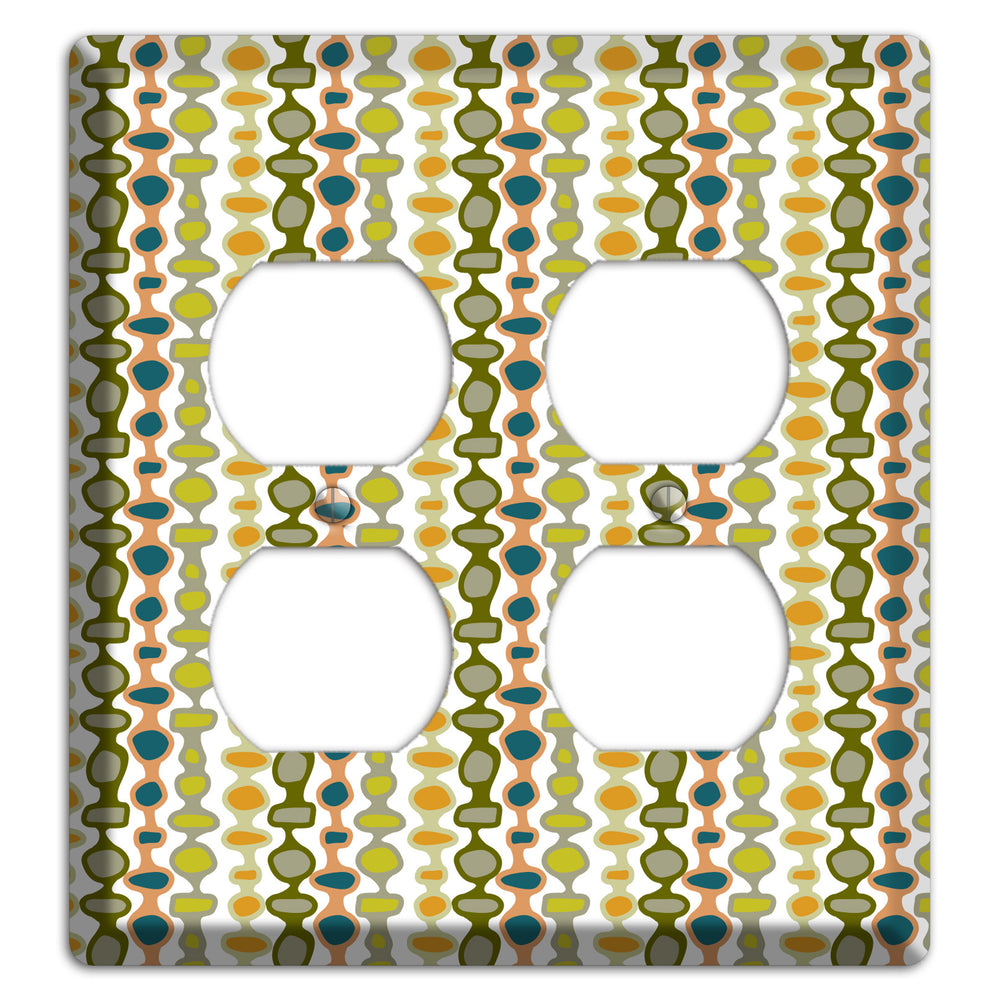 Multi Olive and Mustard Bead and Reel 2 Duplex Wallplate