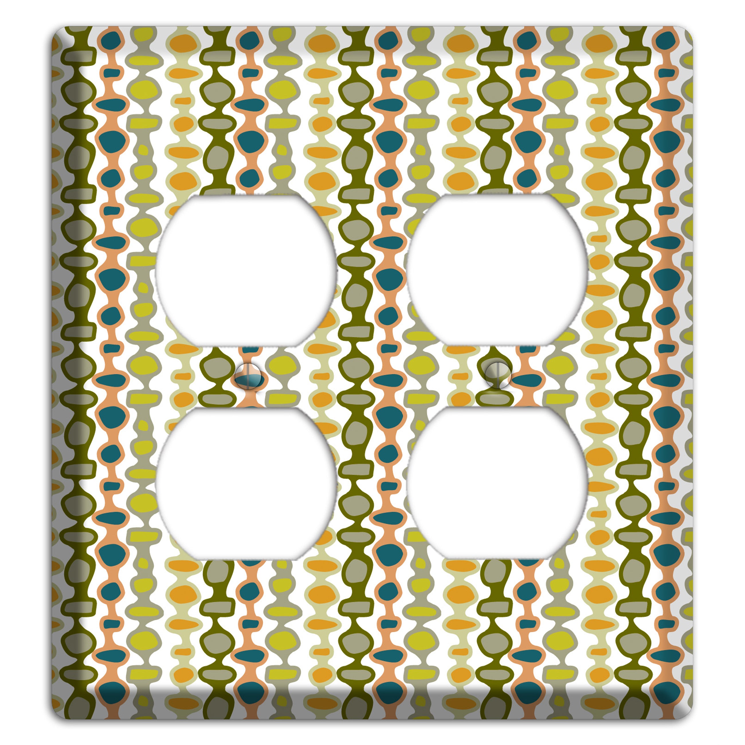 Multi Olive and Mustard Bead and Reel 2 Duplex Wallplate