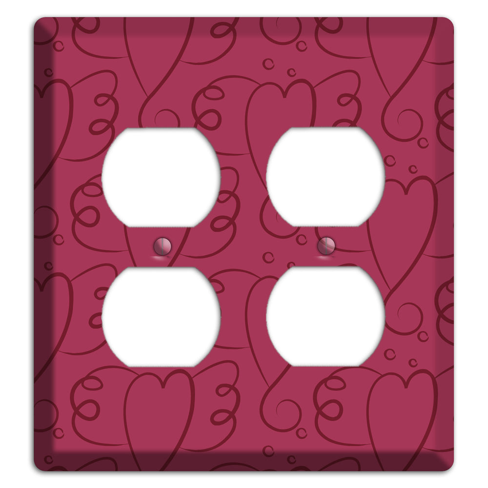 Fuschia Winged Hearts 2 Duplex Wallplate
