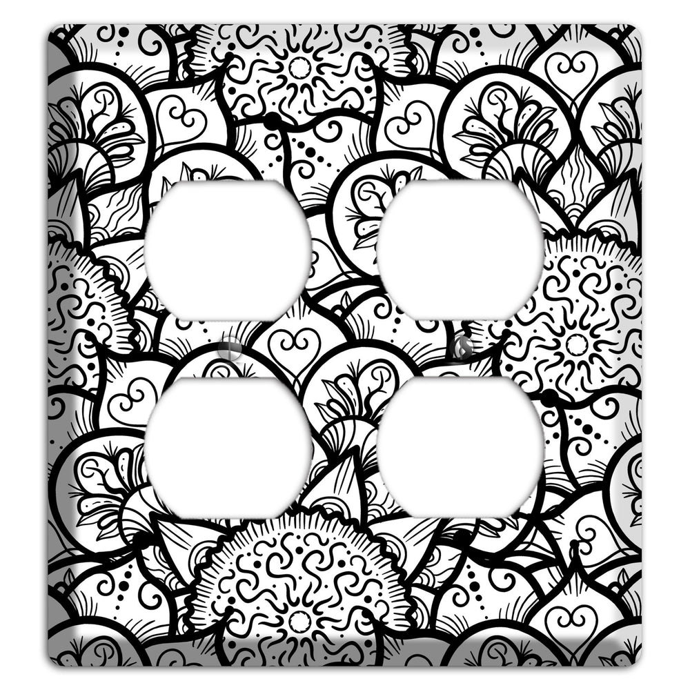 Mandala Black and White Style N Cover Plates 2 Duplex Wallplate