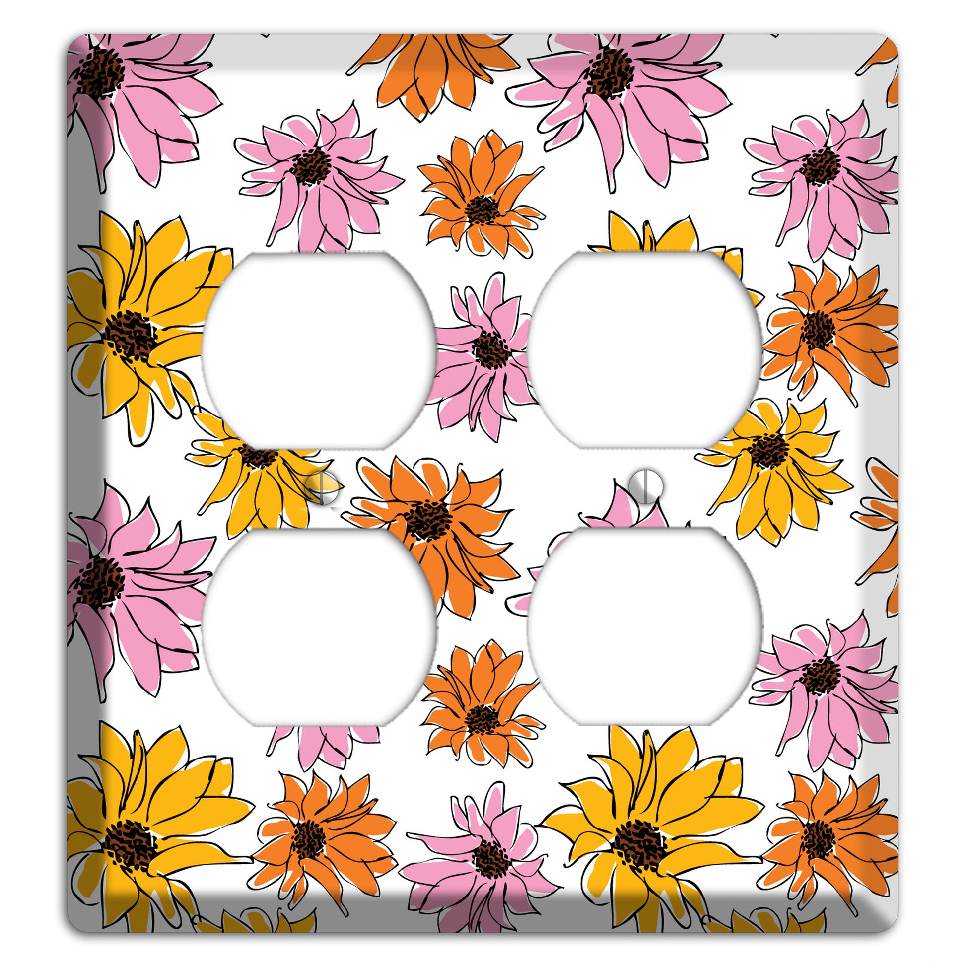 Pink Orange Yellow Flowers 2 Duplex Wallplate