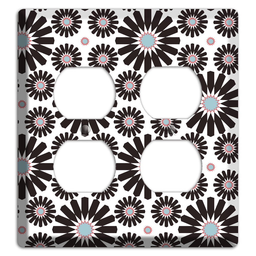 Dusty Blue Maroon Scandinavian Floral 3 2 Duplex Wallplate