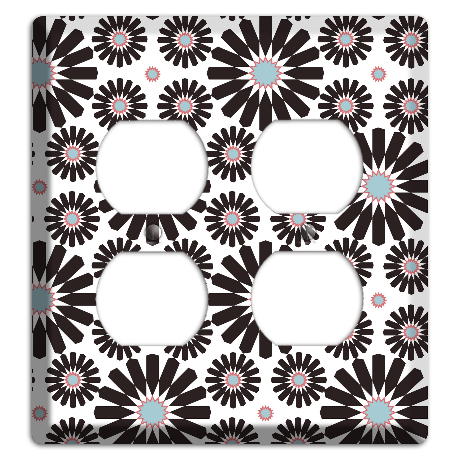 Dusty Blue Maroon Scandinavian Floral 3 2 Duplex Wallplate