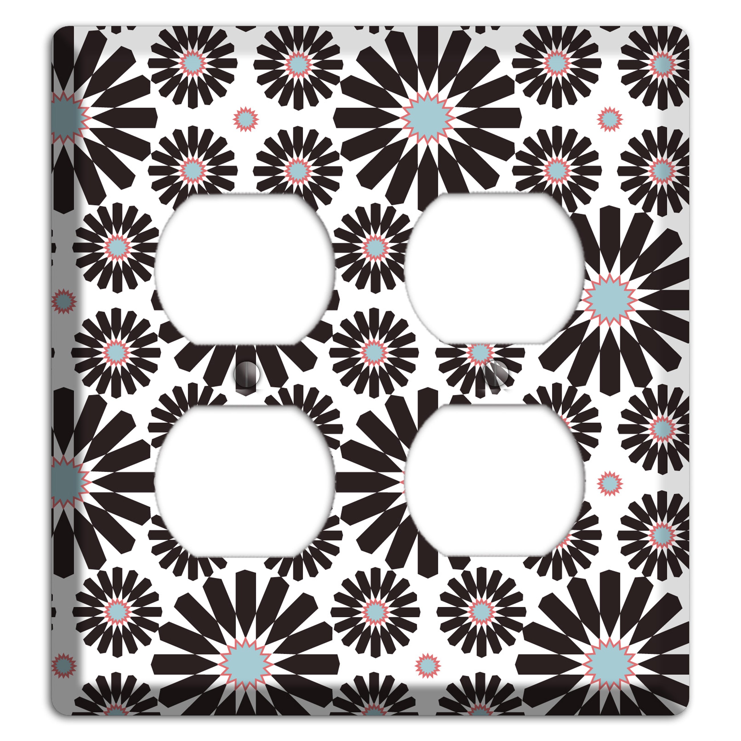 Dusty Blue Maroon Scandinavian Floral 3 2 Duplex Wallplate
