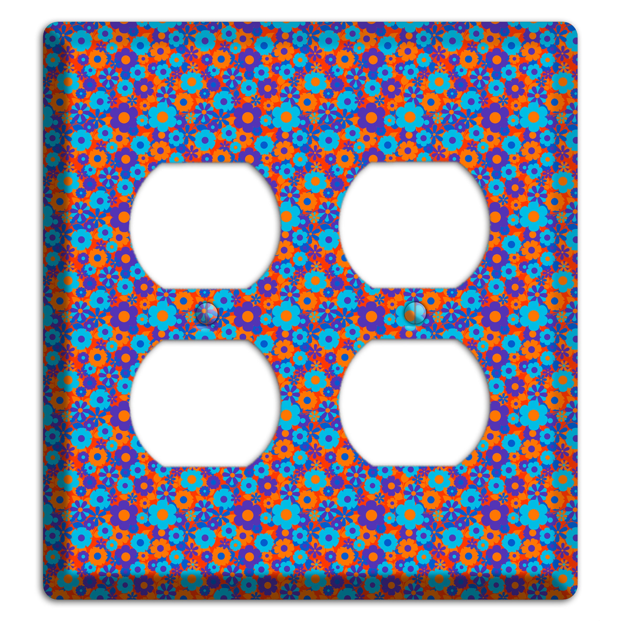 Blue Purple Calico 2 Duplex Wallplate
