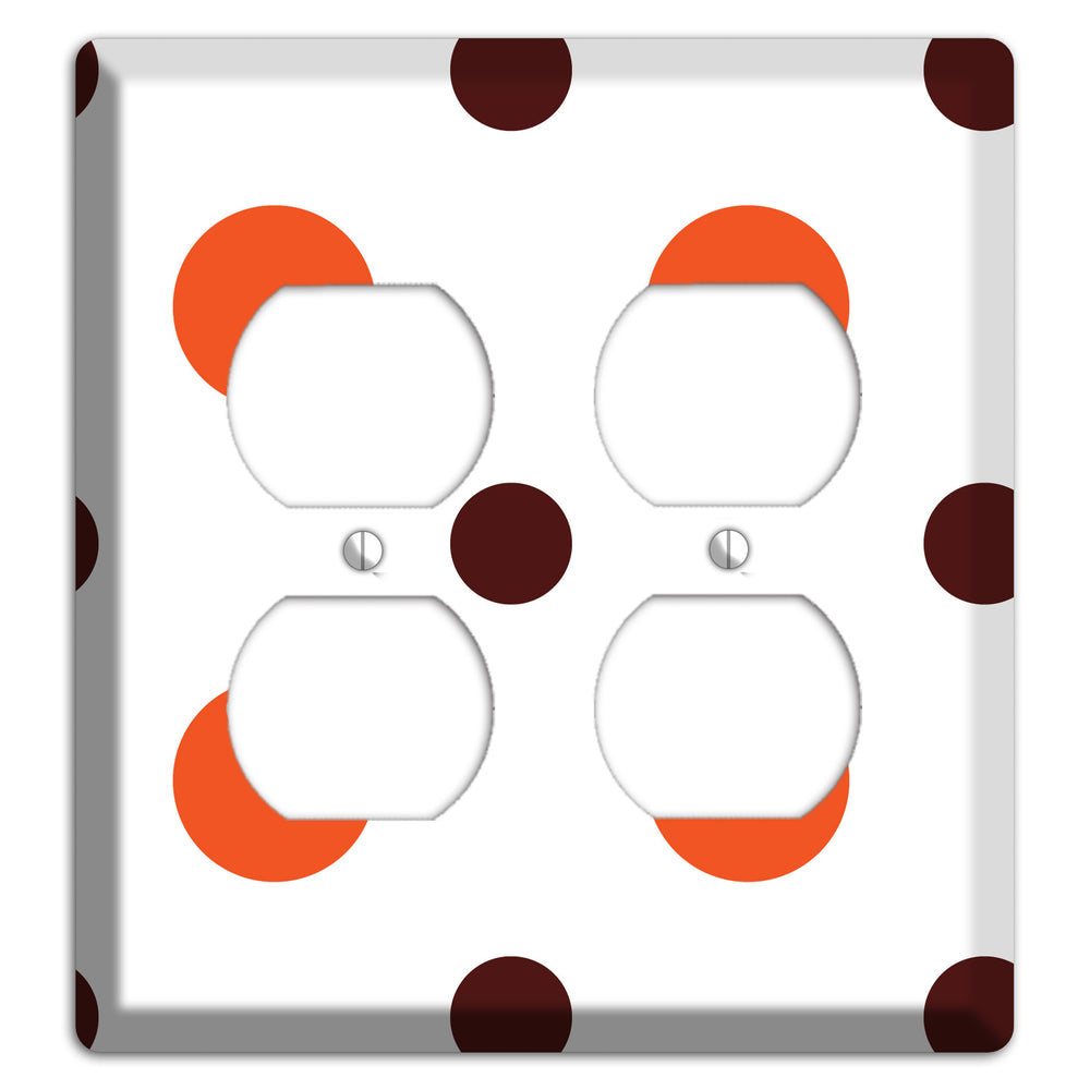 Coral and Brown Multi Medium Polka Dots 2 Duplex Wallplate