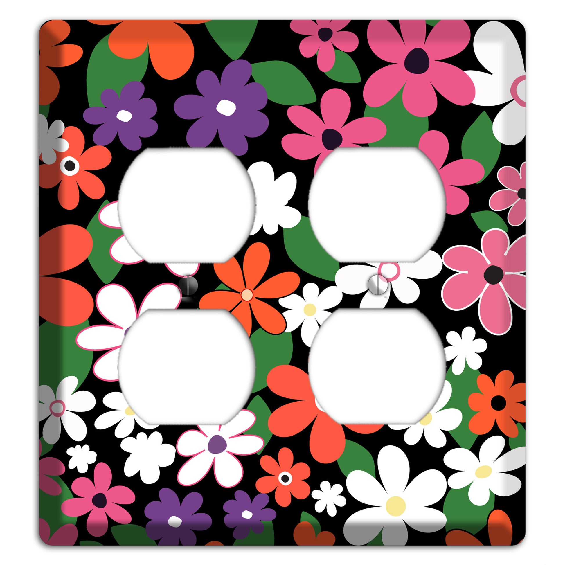 Hippie Flowers 2 Duplex Wallplate