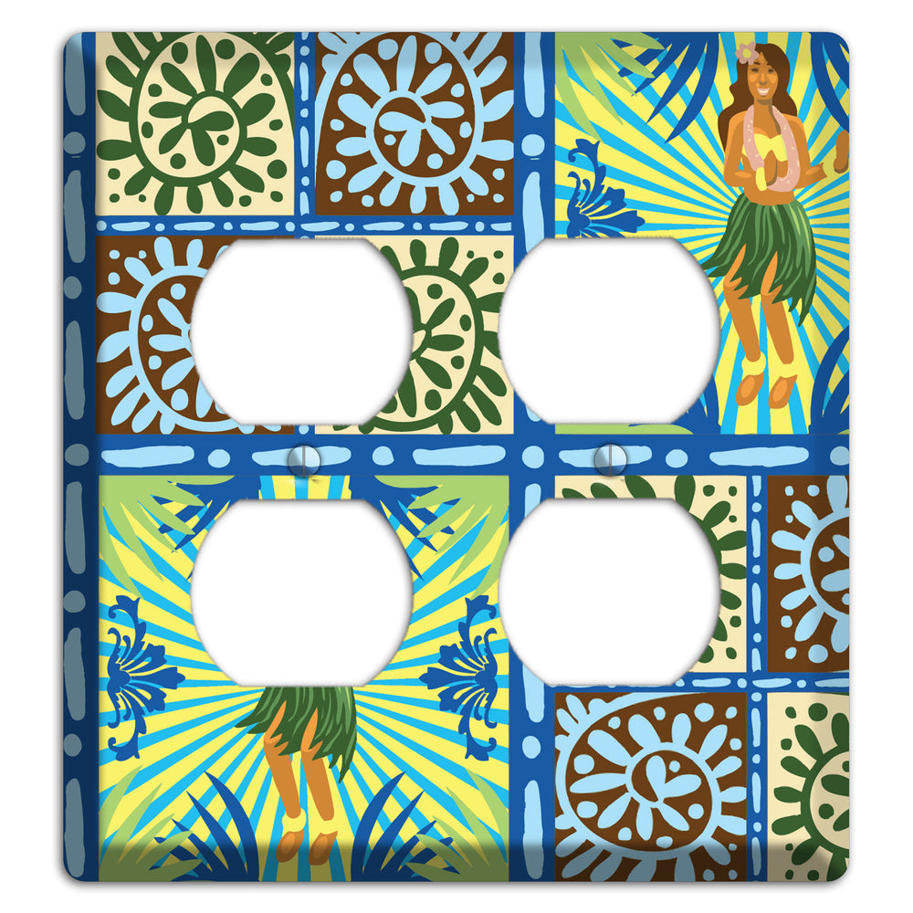 Blue and Green Hula 2 Duplex Wallplate