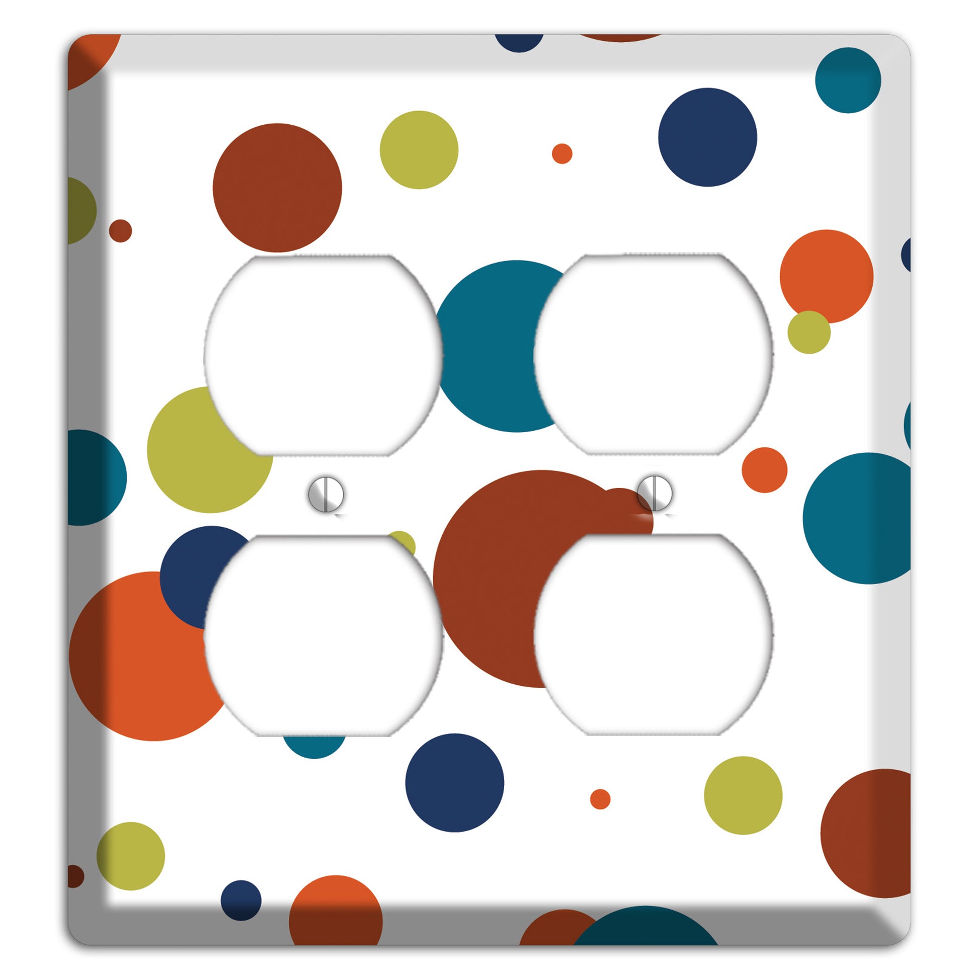 White with Multi Color Medium Dots 2 Duplex Wallplate