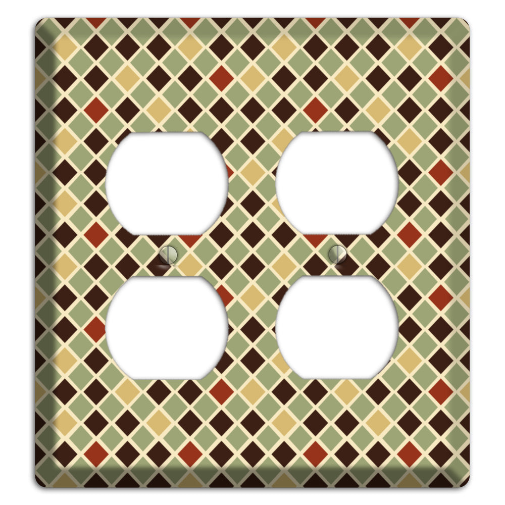 Olive Mustard Maroon Diamonds 2 Duplex Wallplate