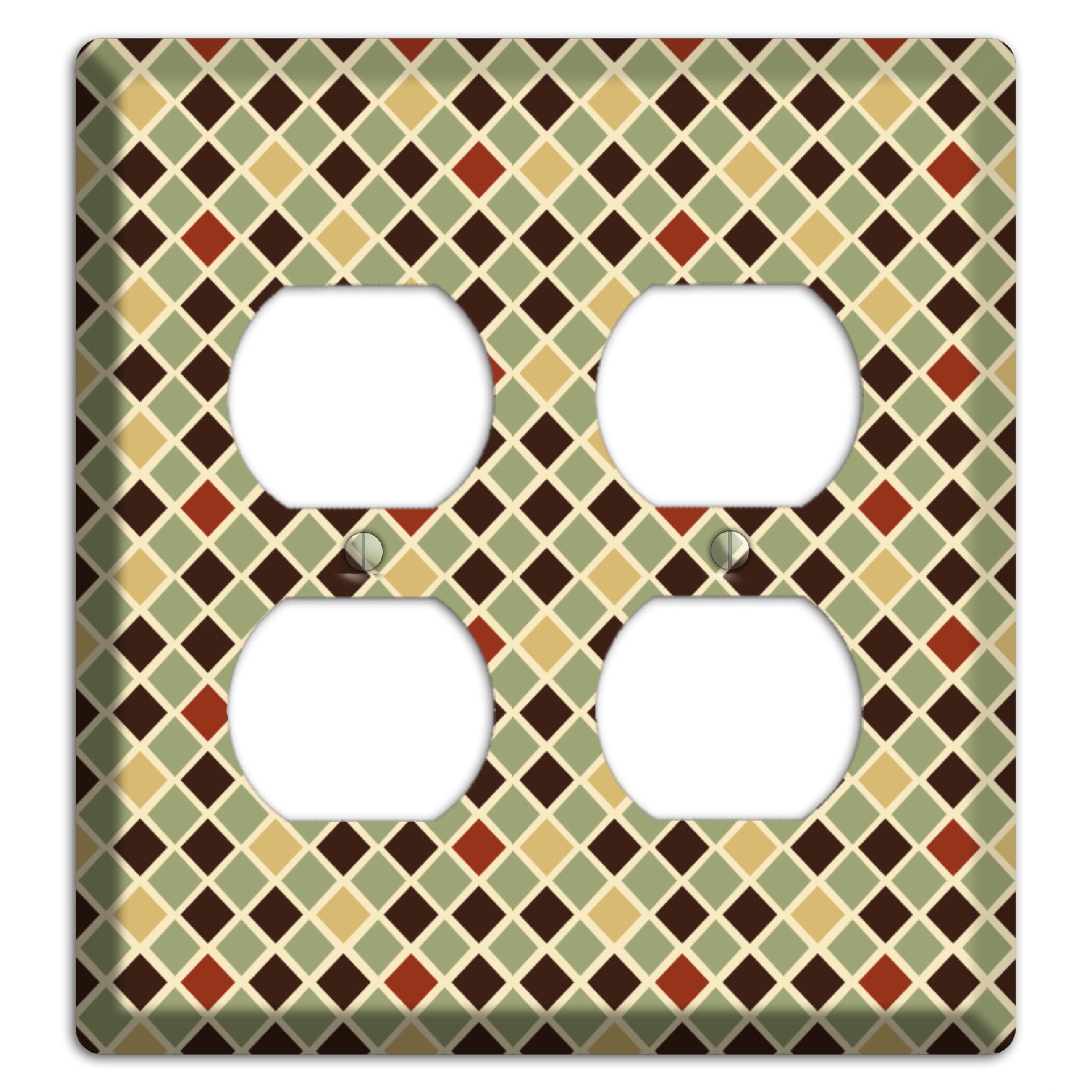 Olive Mustard Maroon Diamonds 2 Duplex Wallplate