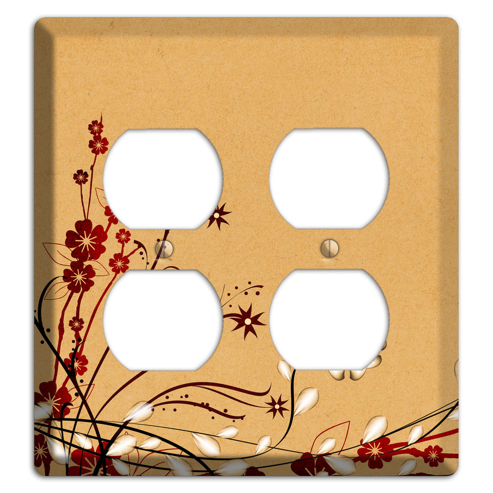 Delicate Red Flowers 2 Duplex Wallplate