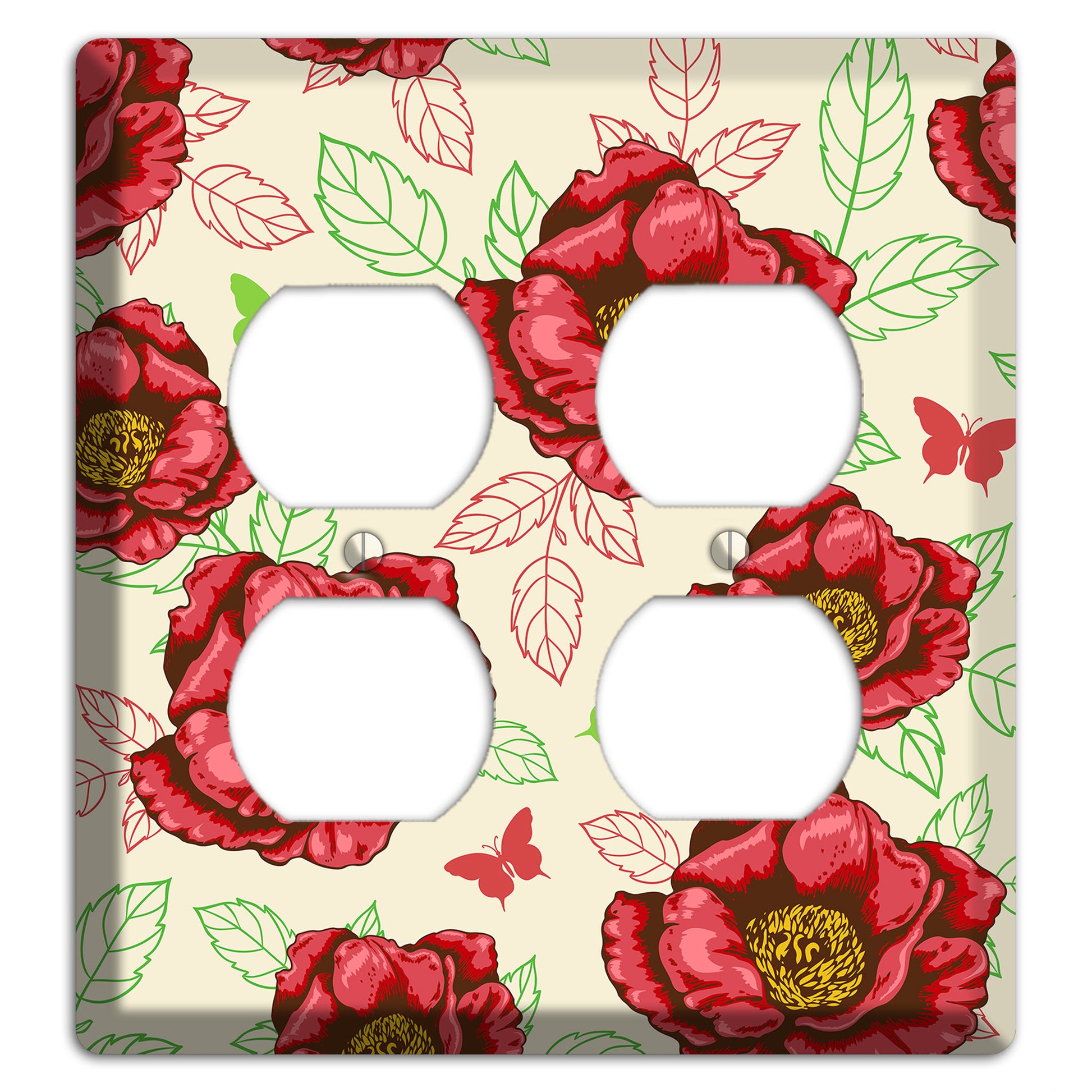 Red Peony Style B 2 Duplex Wallplate