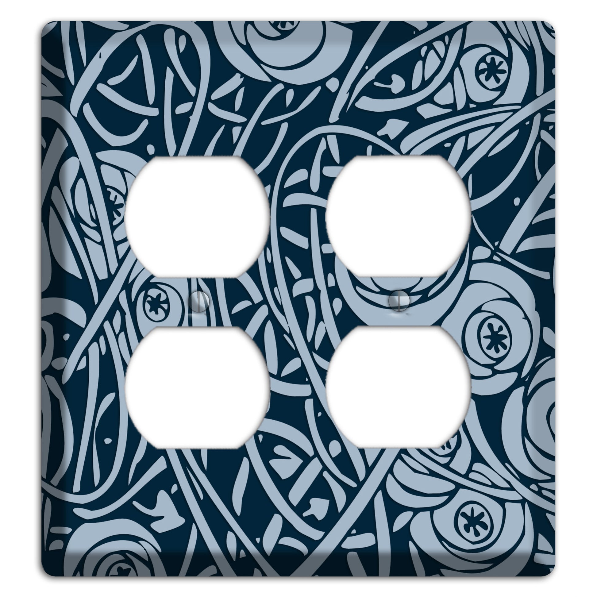 Navy Abstract Floral 2 Duplex Wallplate
