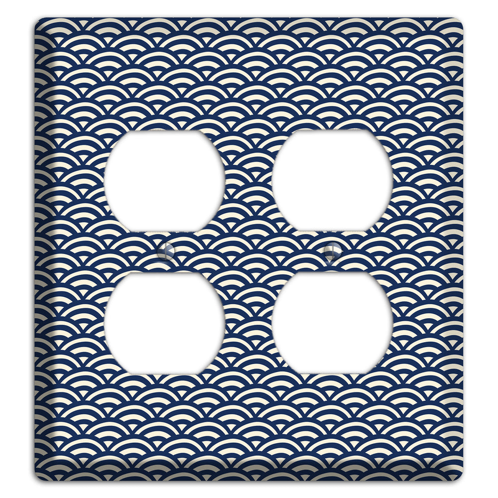 Navy Scallop Print 2 Duplex Wallplate