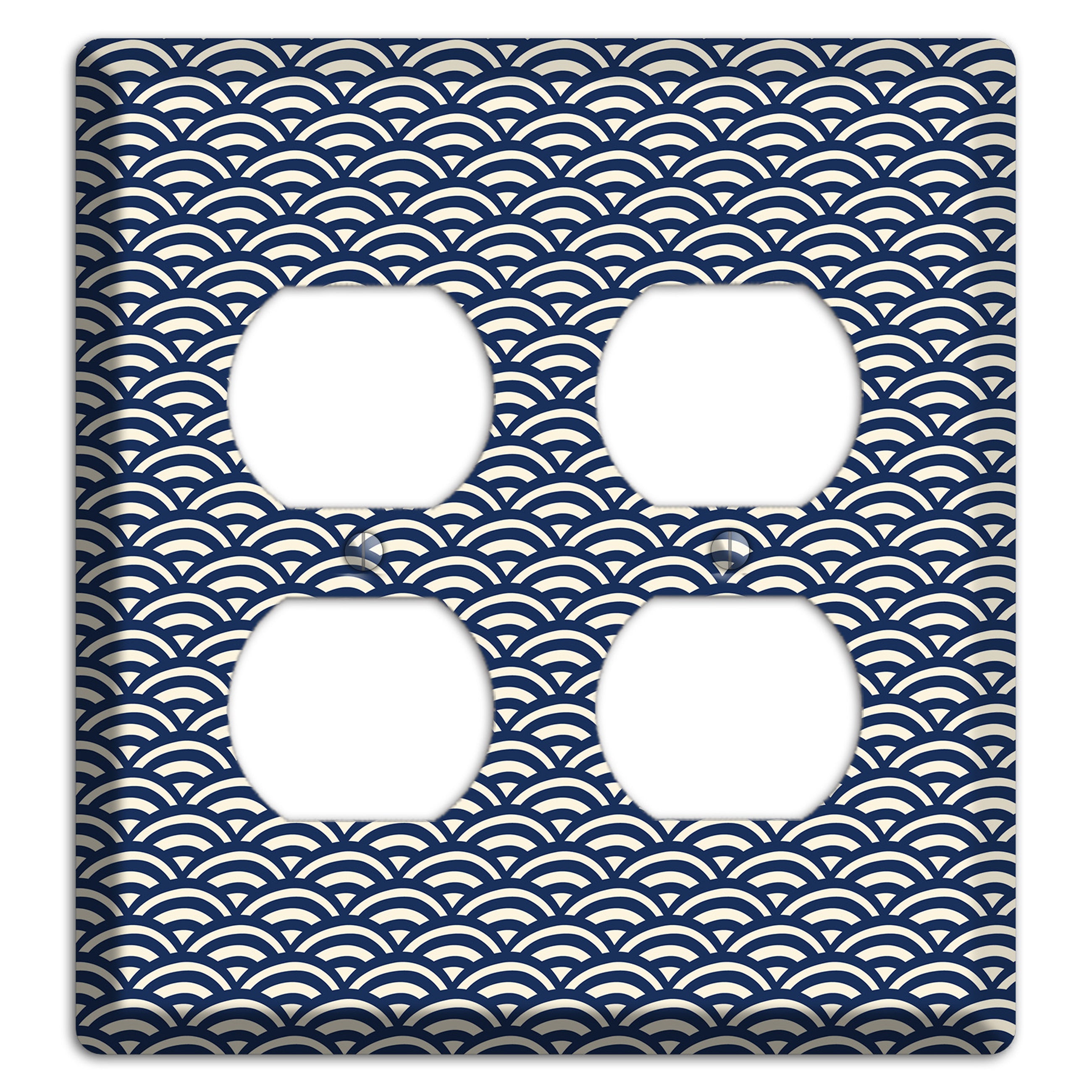 Navy Scallop Print 2 Duplex Wallplate