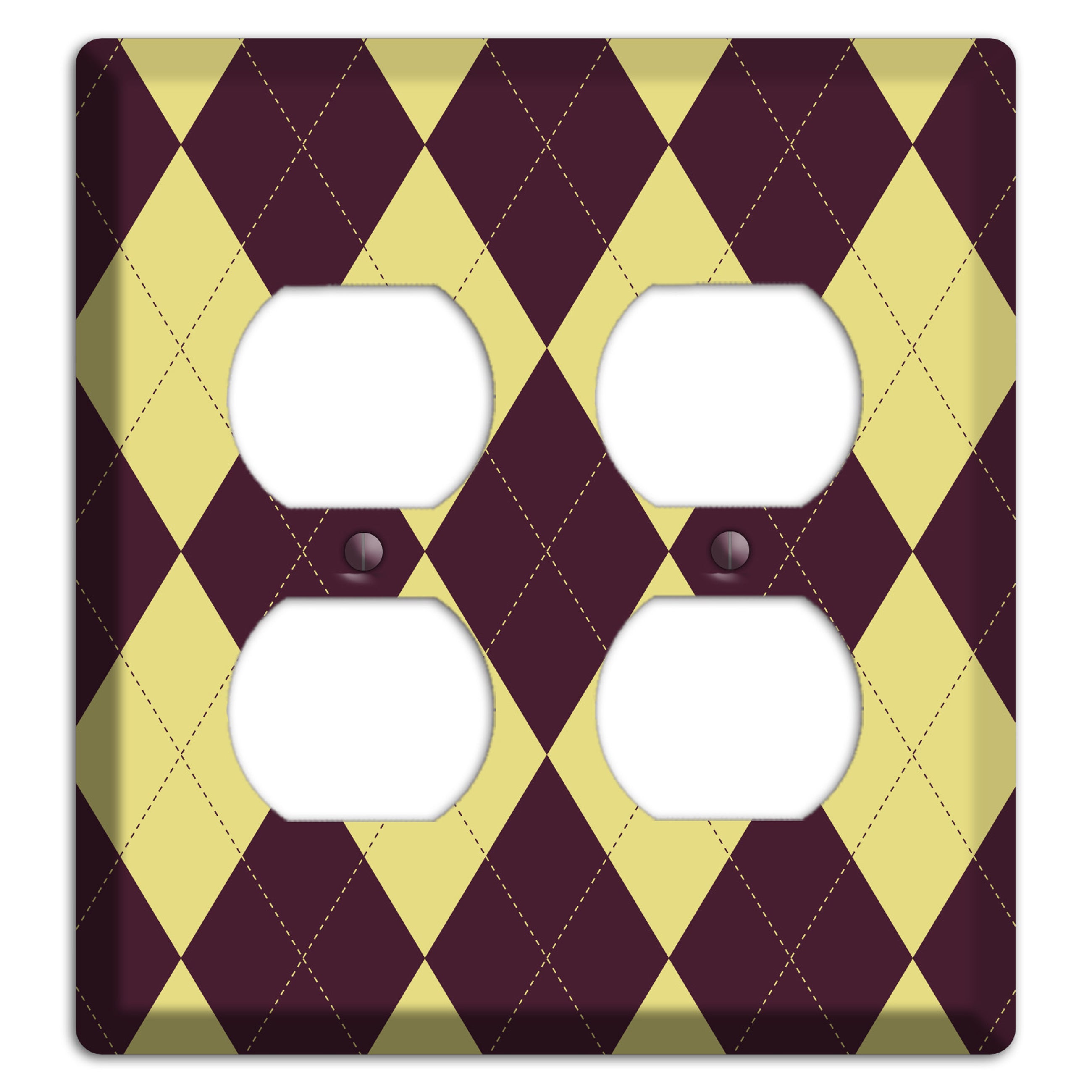 Yellow and Dark Maroon Argyle 2 Duplex Wallplate