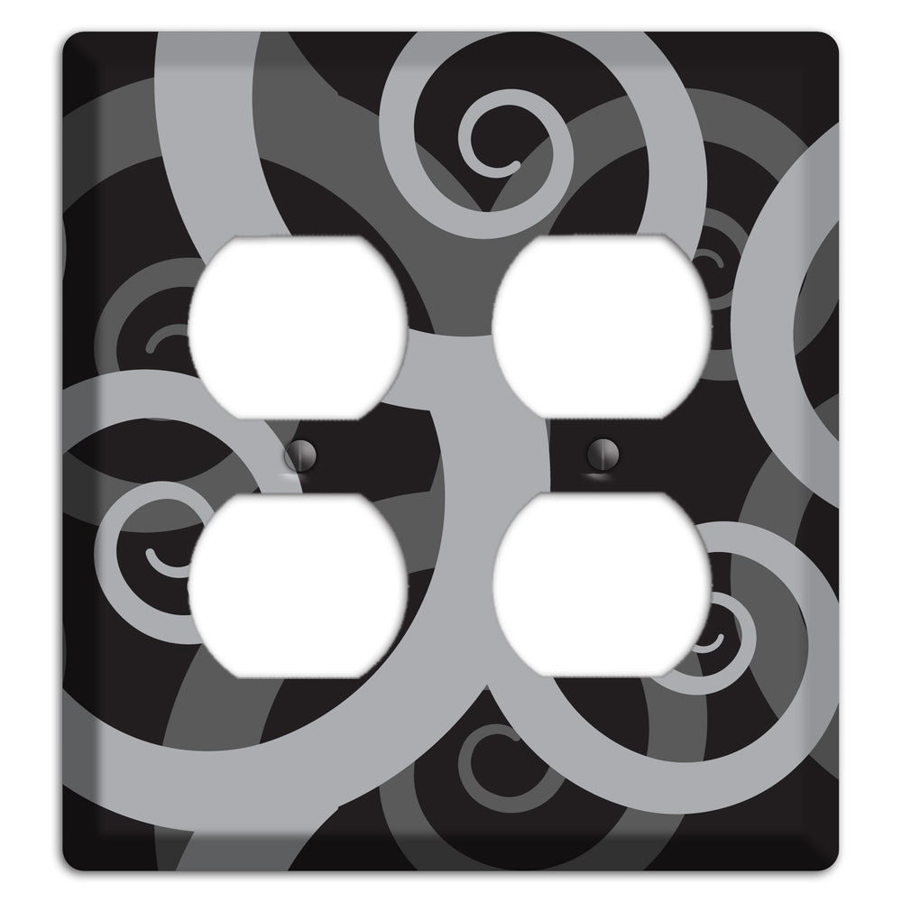 Black with Grey Large Swirl 2 Duplex Wallplate
