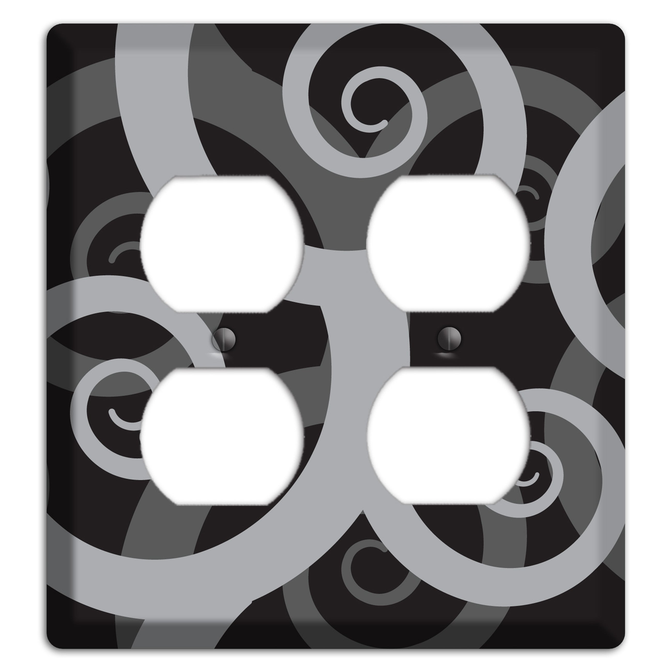 Black with Grey Large Swirl 2 Duplex Wallplate