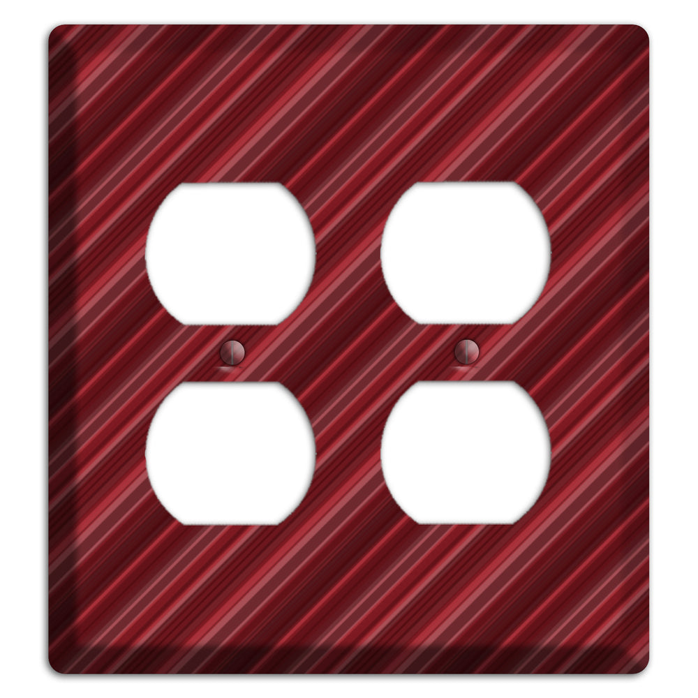 Burgundy Multi Angled Stripes 2 Duplex Wallplate