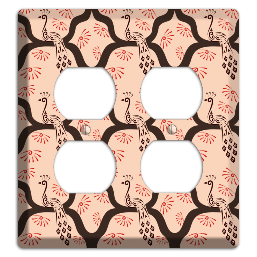 Light Quatrefoil Peacock 2 Duplex Wallplate