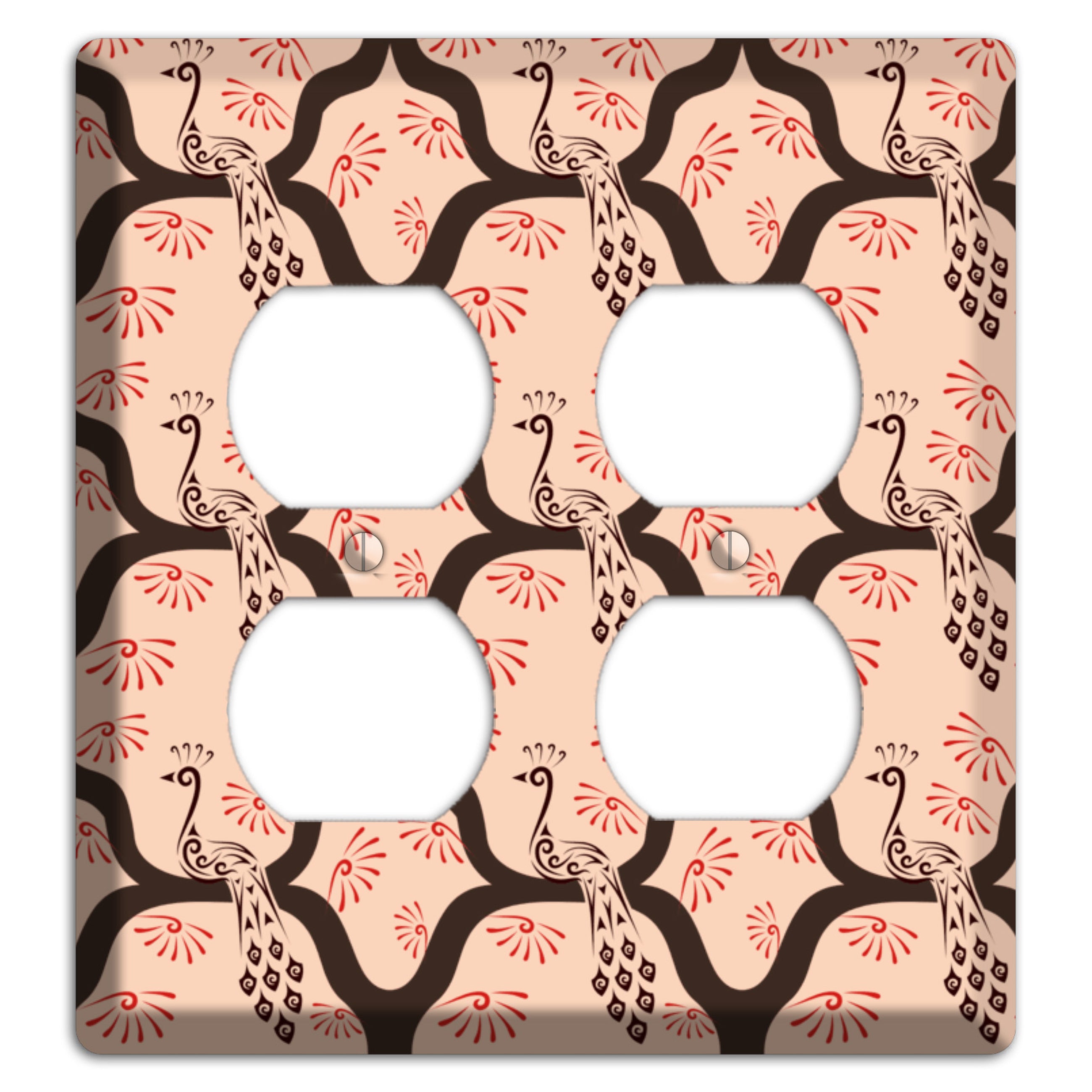 Light Quatrefoil Peacock 2 Duplex Wallplate