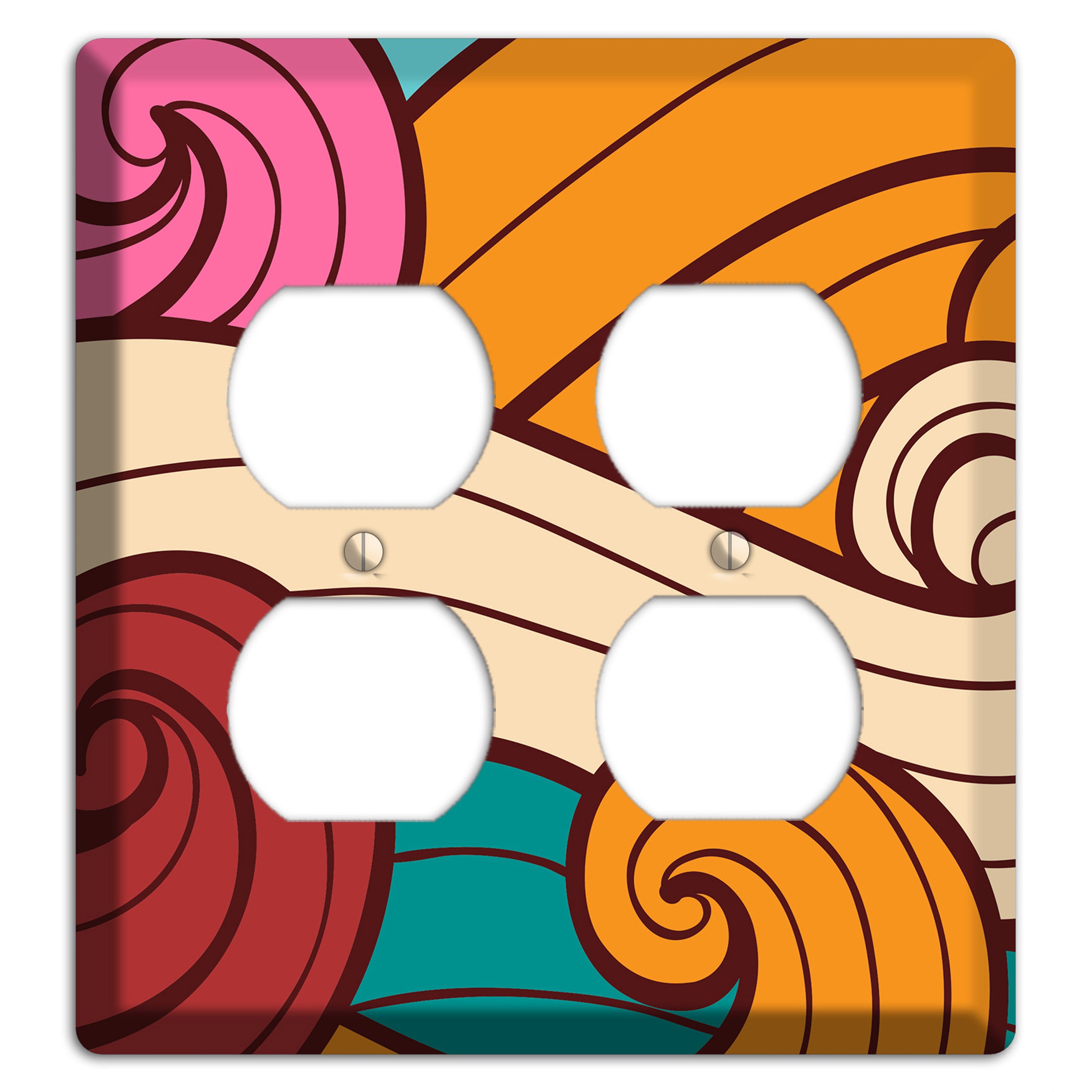 Abstract Curl Red & Cream 2 Duplex Wallplate
