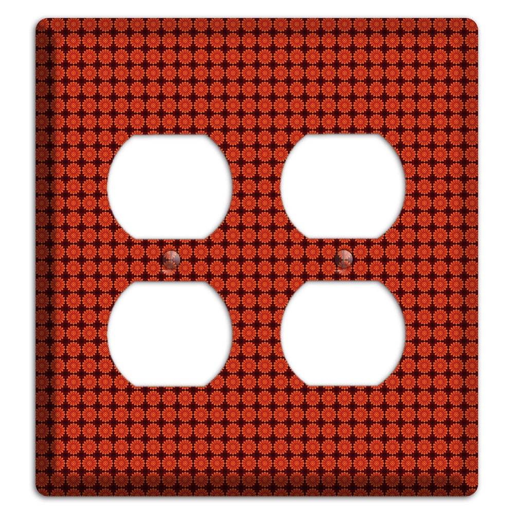 Maroon with Tiled Red Foulard 2 Duplex Wallplate