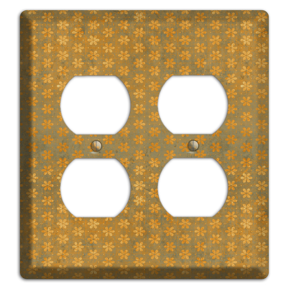 Olive Grunge Floral Contour 2 Duplex Wallplate